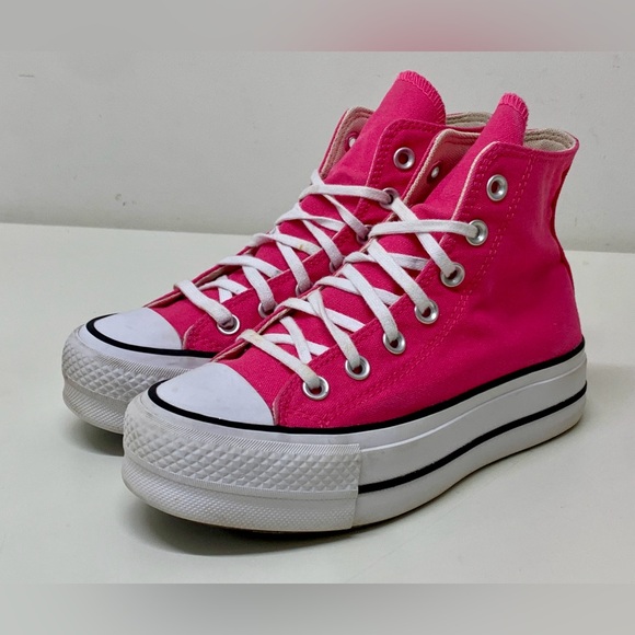 Women’s 5 Converse Chuck Taylor High Top Double Stacked Platform Sneakers Shoes - Picture 15 of 16